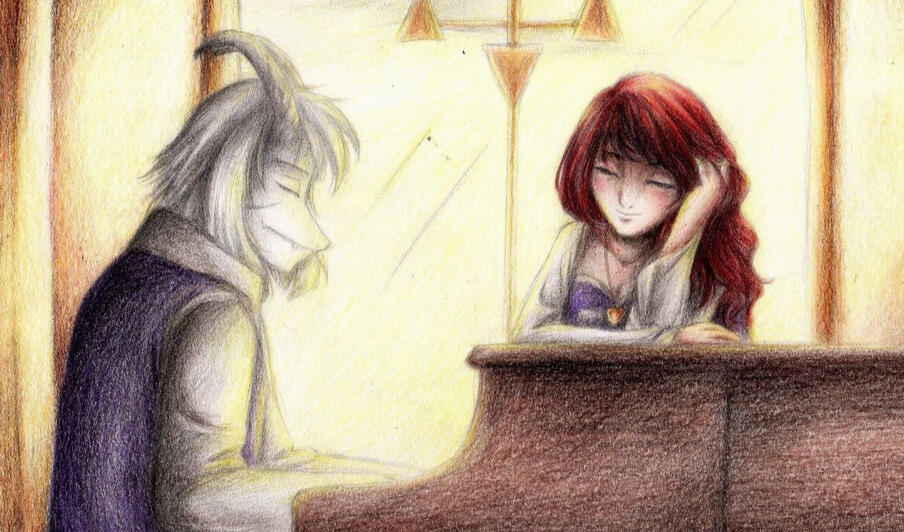 Fan art - Adult Asriel and Chara from Undertale